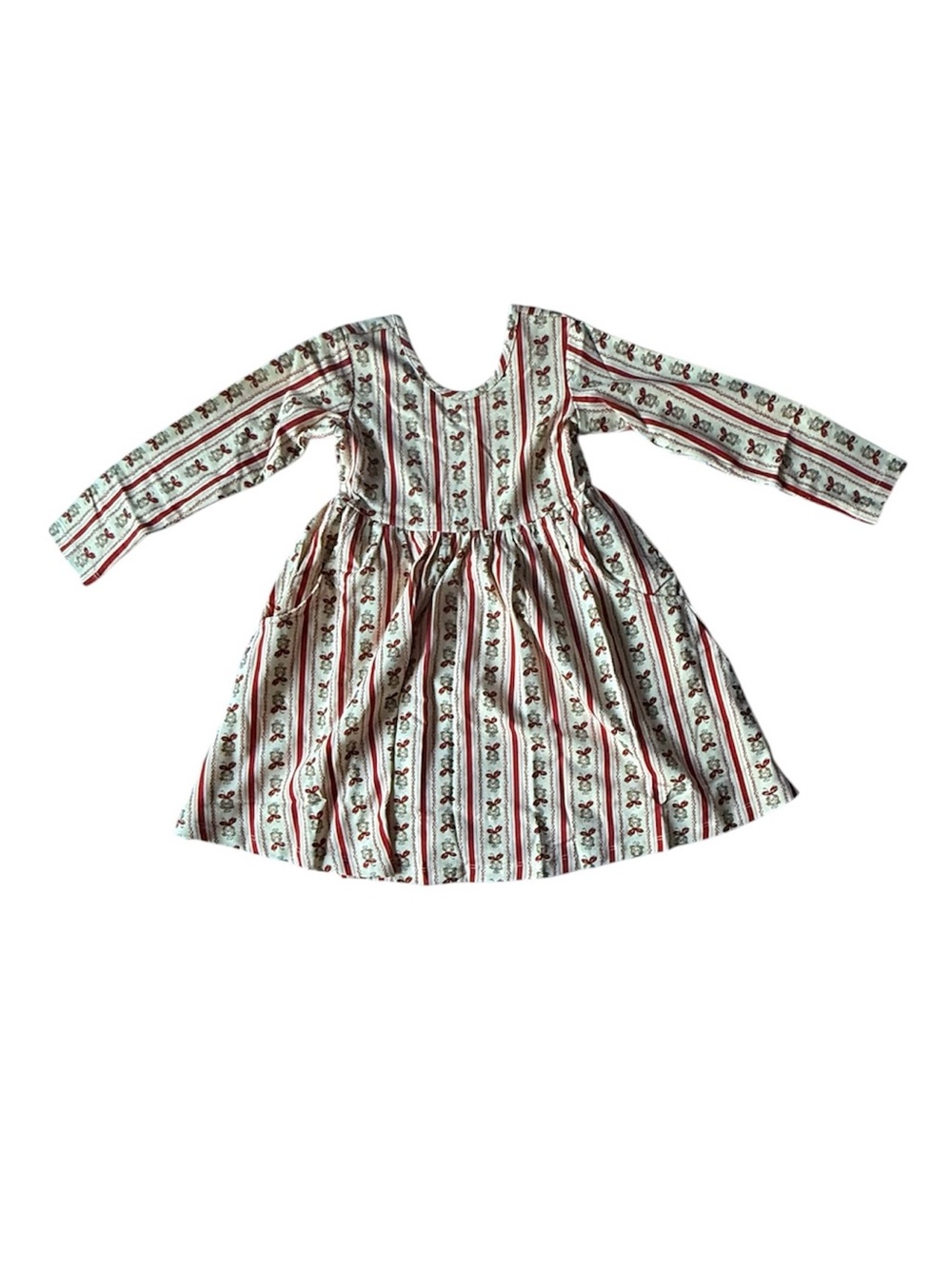 Hanna Andersson Cream and Red Striped Cindy Lou Skater Dress size 100 (4)